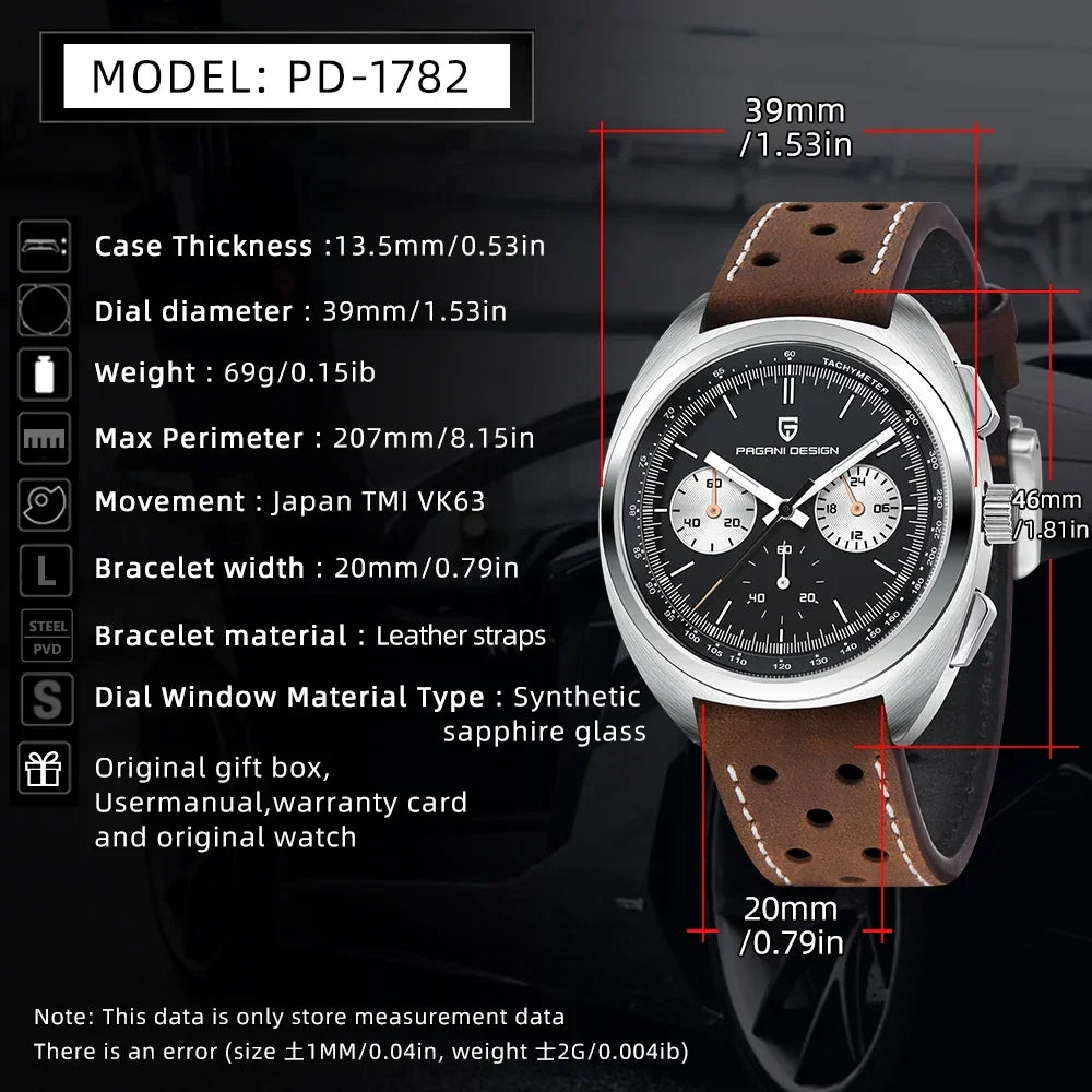 PAGANI DESIGN 2024 New Panda Dial Men Watches Luxury Quartz Watch For Men Japan VK63 Sport Chronograph Sapphire glass Wristwatch - Evallys.com