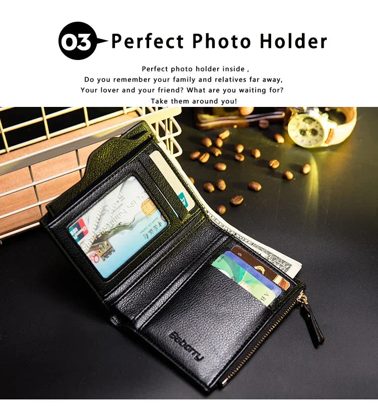 RFID Theft Protect Coin Bag zipper men wallets famous brand mens wallet male money purses Wallets New Design Top Men Wallet - Evallys.com
