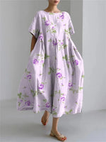 Harajuku Floral Print Women’s Dress – Loose Fit Ankle-Length Casual - Evallys.com