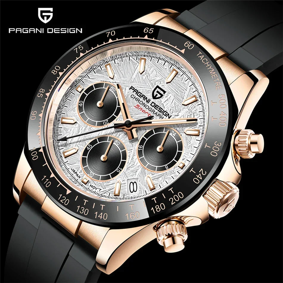 40mm New V2 PAGANI DESIGN Men's Quartz Watches Sapphire Retro Chronograph Stainless Steel Waterproof Watch Men Relogio Masculino - Evallys.com