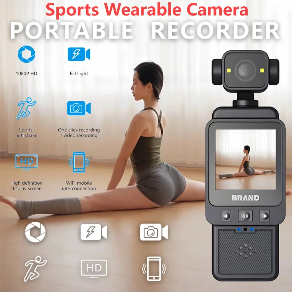 New 1080P Action Camera HD 180 ° Rotating Mini Portable Camera WiFi Sports Wearable Body Camera Travel Bicycle Driver Recorder - Evallys.com