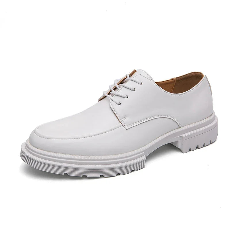 Mens Oxford White Leather Shoes Whole Luxury Formal Business Wedding Dress Shoes for men Thick bottom Casual Original Moccasins - Evallys.com