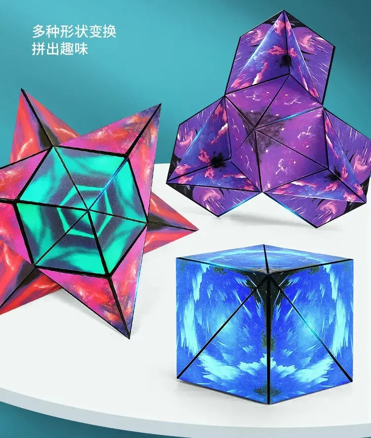 Variety Geometric Changeable Magnetic Magic Cube Anti Stress 3D Hand Flip Puzzle Cube Kids Stress Reliever Fidget Toy - Evallys.com