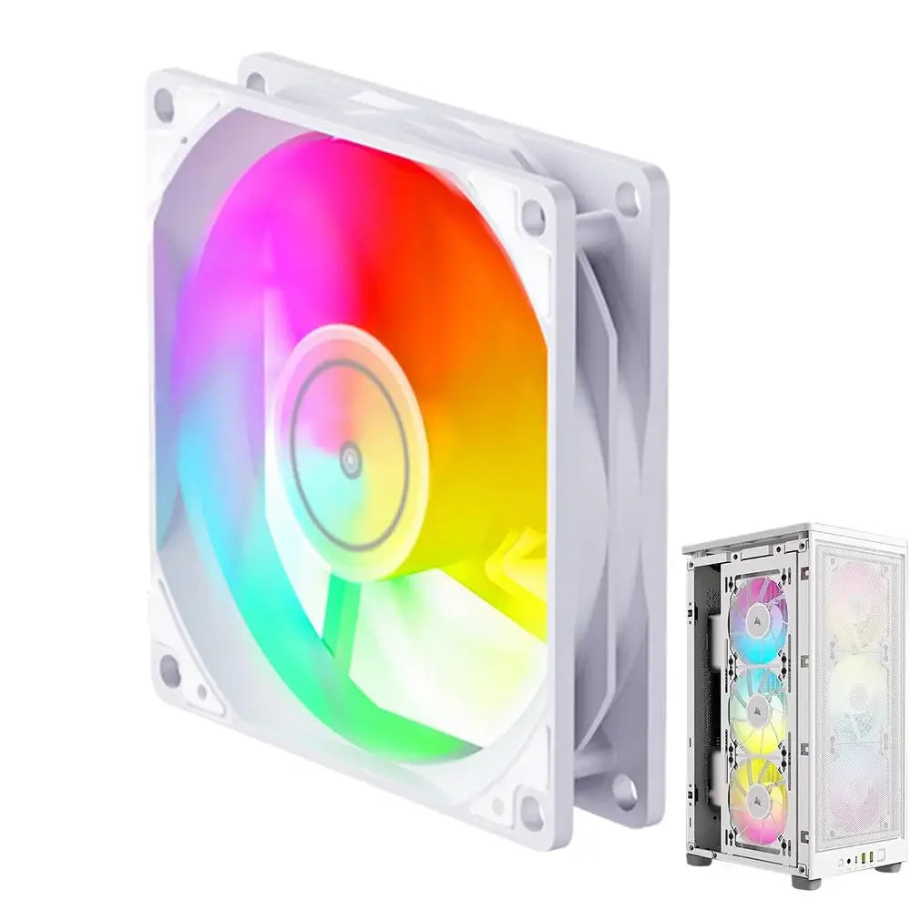 DC12V PC Cooling Fan RGB 9 Leaves Design Computer Case Fan 5v3 pin 4pin Computer Case Air Cooling Argb Technology Efficient Heat - Evallys.com