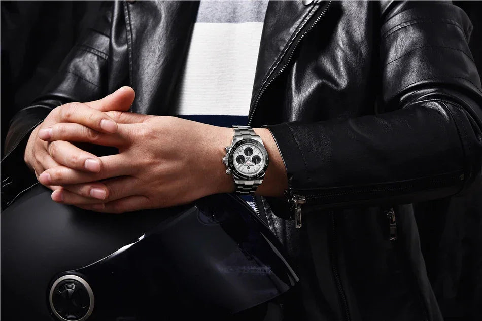 40mm New V2 PAGANI DESIGN Men's Quartz Watches Sapphire Retro Chronograph Stainless Steel Waterproof Watch Men Relogio Masculino - Evallys.com