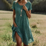Ethnic Print O-Neck Midi Dress – Summer Casual Beach Vacation Wear - Evallys.com