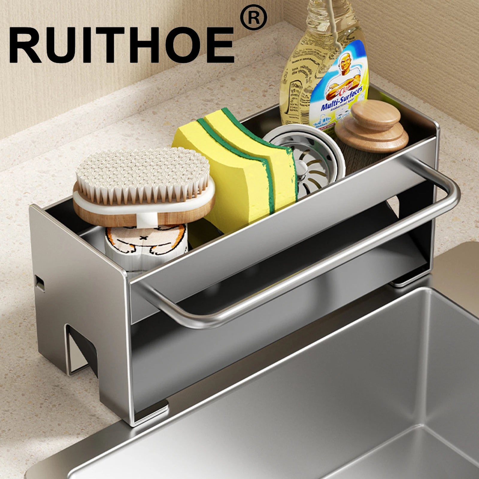 Kitchen Sponge Holder Stainless Steel Sink Drain Rack Soap Drainer Towel Rack Shelf Organizer bathroom Storage Accessories