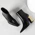 Booties for Women Wide Calf Gold Chunky Heel Elegant Dress Boots - Evallys.com