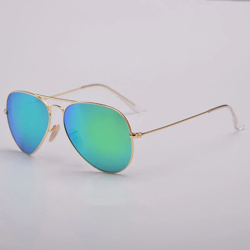 Top Quality Real Glass Lenses Men Women Sunglasses Brand Fashion Pilot Metal Frame Classic Style Outdoor UV400 Sun Glasses - Evallys.com