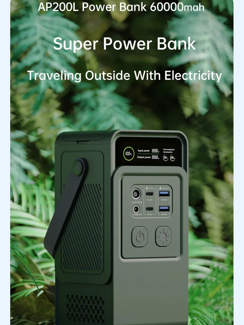 200W Portable Power Bank – 192Wh LiFePO4 Solar Generator for Camping