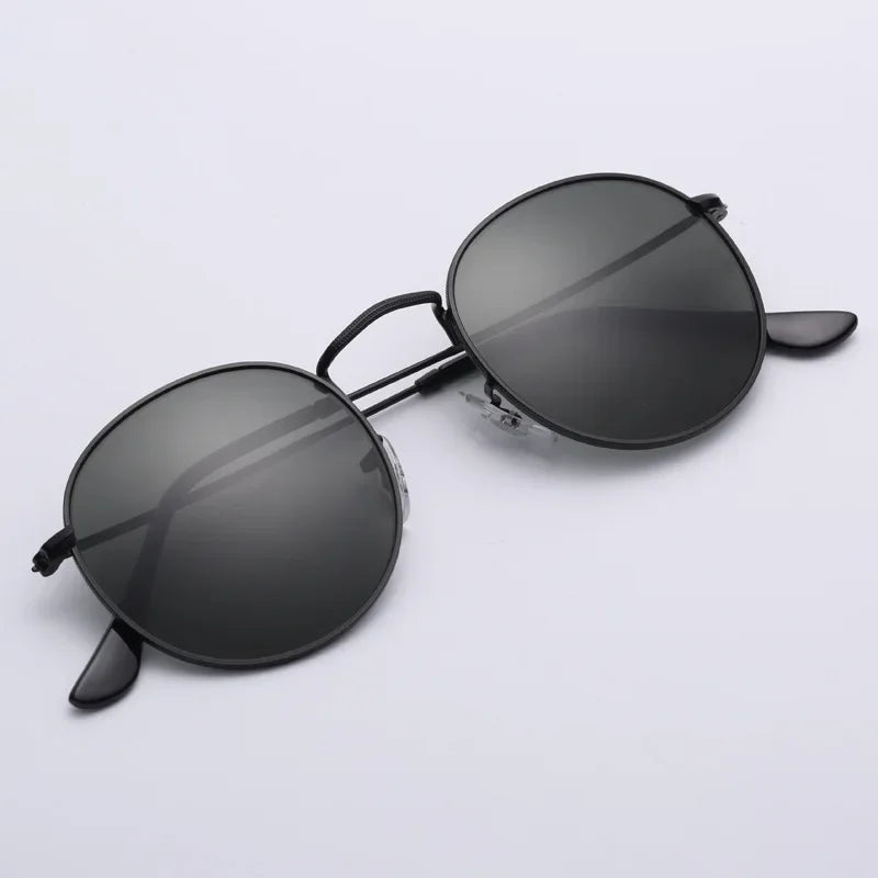 Fashion Sunglasses Men Women Eyeglasses Goggles Eyewear Shades Top Quality Round Metal Glass Lenses UV400 Sun Glasses - Evallys.com