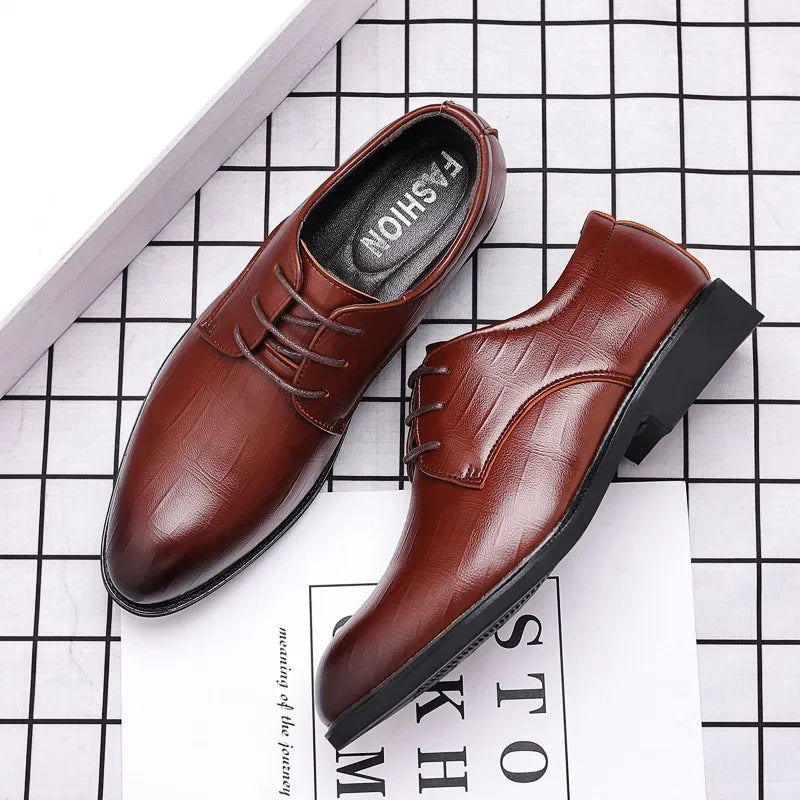 Mens Leather Dress Shoes Men's Formal Social Male Shoe Casual Business Pointed Toe Luxury Party Designer Shoes for Men - Evallys.com
