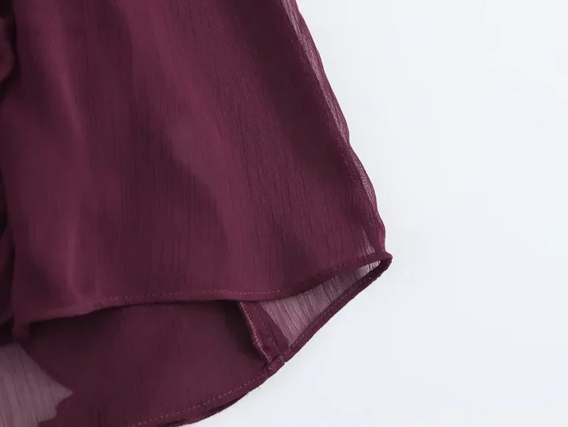 MUJER Ruffle Blouse – Semi Sheer Chiffon Fairy Shirt for Women 2025 - Evallys.com