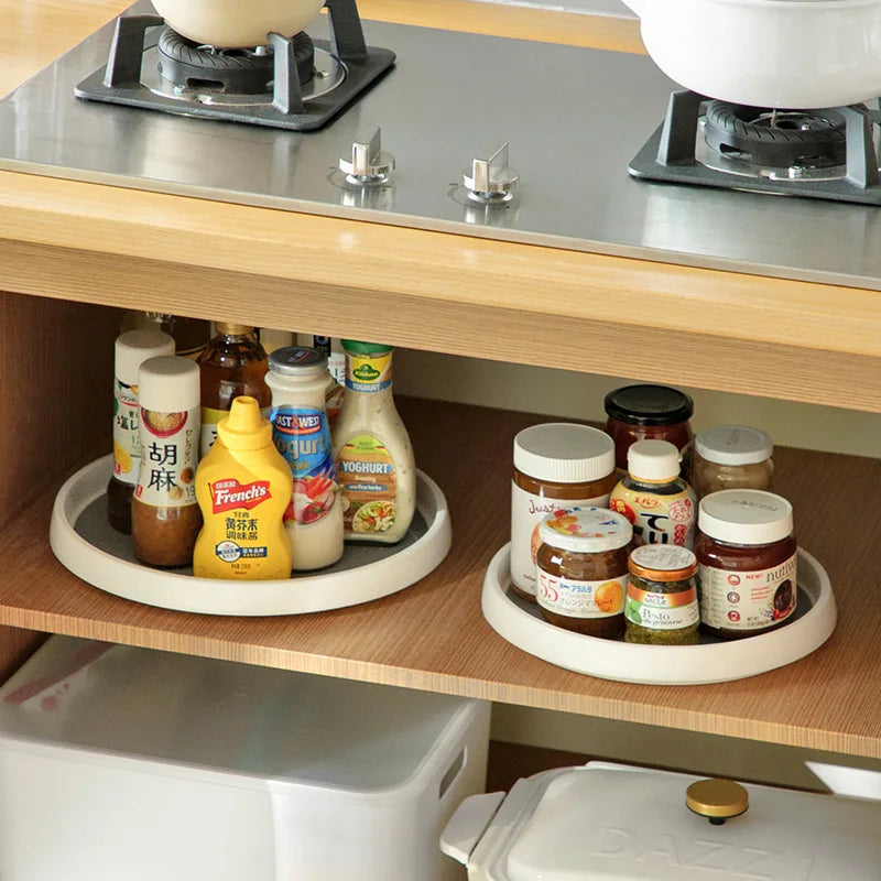 1/4Pcs 360 Rotatable Anti Sliding Kitchen Condiment Rotatable Storage Rack Tableware Cabinet Round Multi Functional Storage Rack