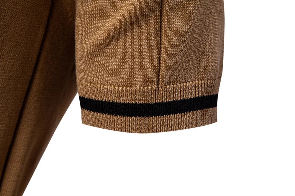 AIOPESON Men's Solid Color Sport Zipper Polo Shirt Athletic Social Polo Shirts for Men Office Slim Fit Polo - Evallys.com