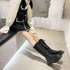 Women Motorcycle Boots Wedges Flat Shoes Woman High Heel Platform PU Leather Boots Lace Up Women Shoes Black Boots Girls2021 - Evallys.com