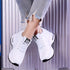 Women Sport Shoes Air Cushion Running Sneaker Comfortable Mesh Shoes Lace Up Breathable White Walking Shoes - Evallys.com
