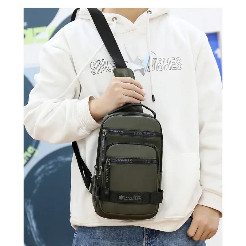 Chest Bag For Men New Large Capacity Shoulder Korean Version Travel Lightweight Nylon Crossbody Bag Backpack - Evallys.com