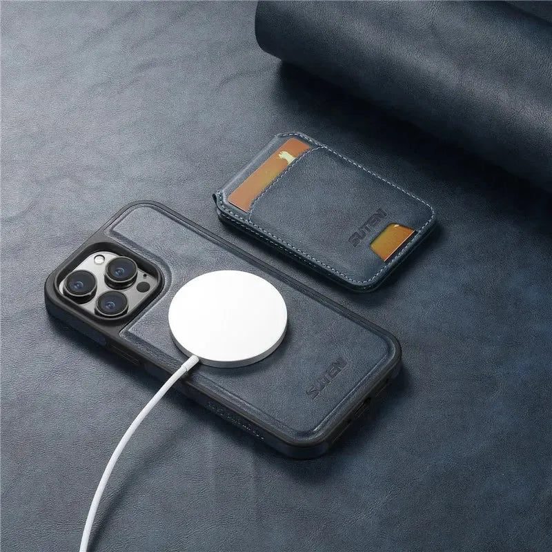 2 in 1 detachable With Magsafe Wireless Charging Wallet Leather Phone Case For iPhone 16 15 Pro Max 14 13 12Pro Magnetic Cover - Evallys.com