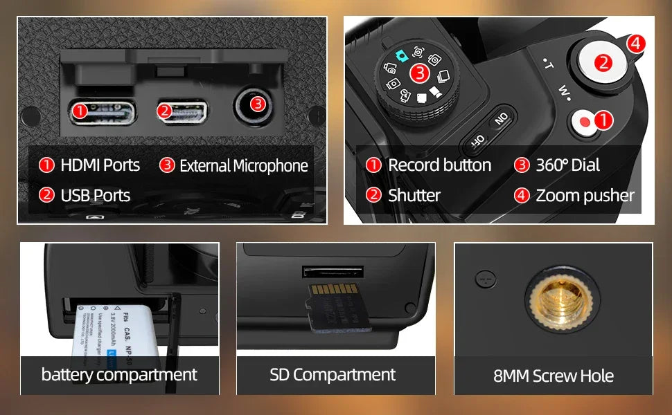 NBD Digital Camera 4K 64MP 16X flip camera suitable, suitable for photography beginners easy to learn and operate camera - Evallys.com