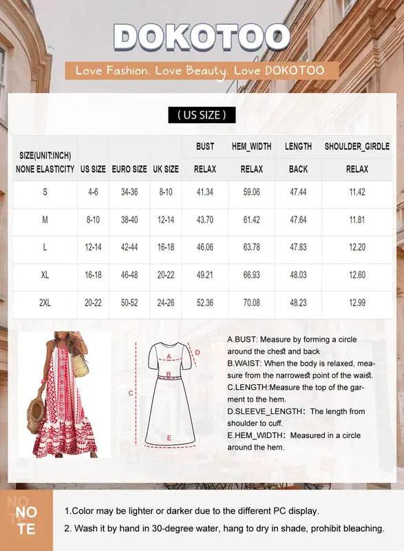 Dokotoo Women Summer Dresses 2024 Spaghetti Strap Scoop Neck Smocked Ruffle Flowy Boho Maxi Dress Small Rose - Evallys.com