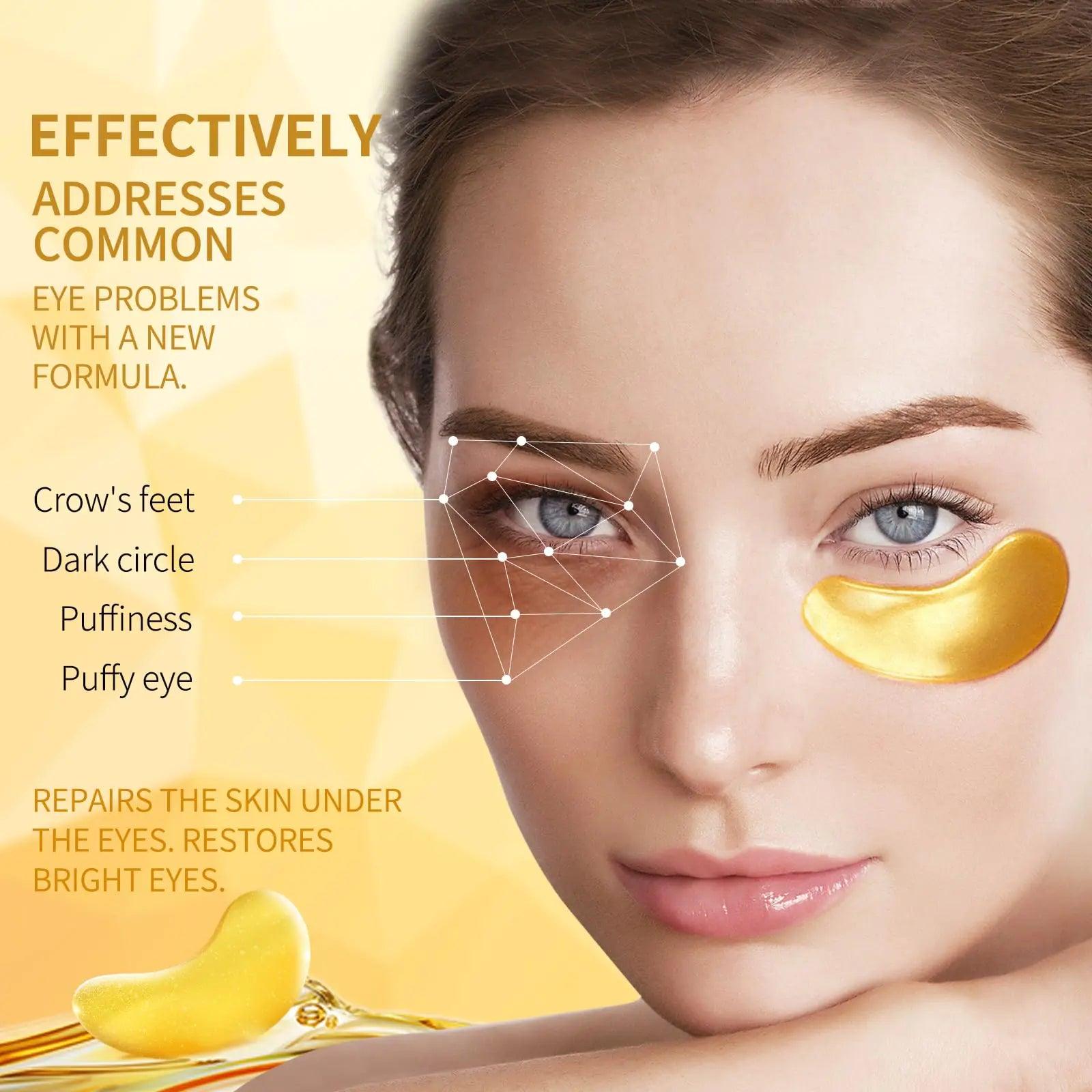 Tunbot Under Eye Patches - 60 Pieces - 24k Gold Eye Mask - Anti-Aging - Contains Collagen and Hyaluronic Acid - Removes Dark Circles, Puffiness and Wrinkles, Moisturizes - Home Beauty Chamomile - Evallys.com # #