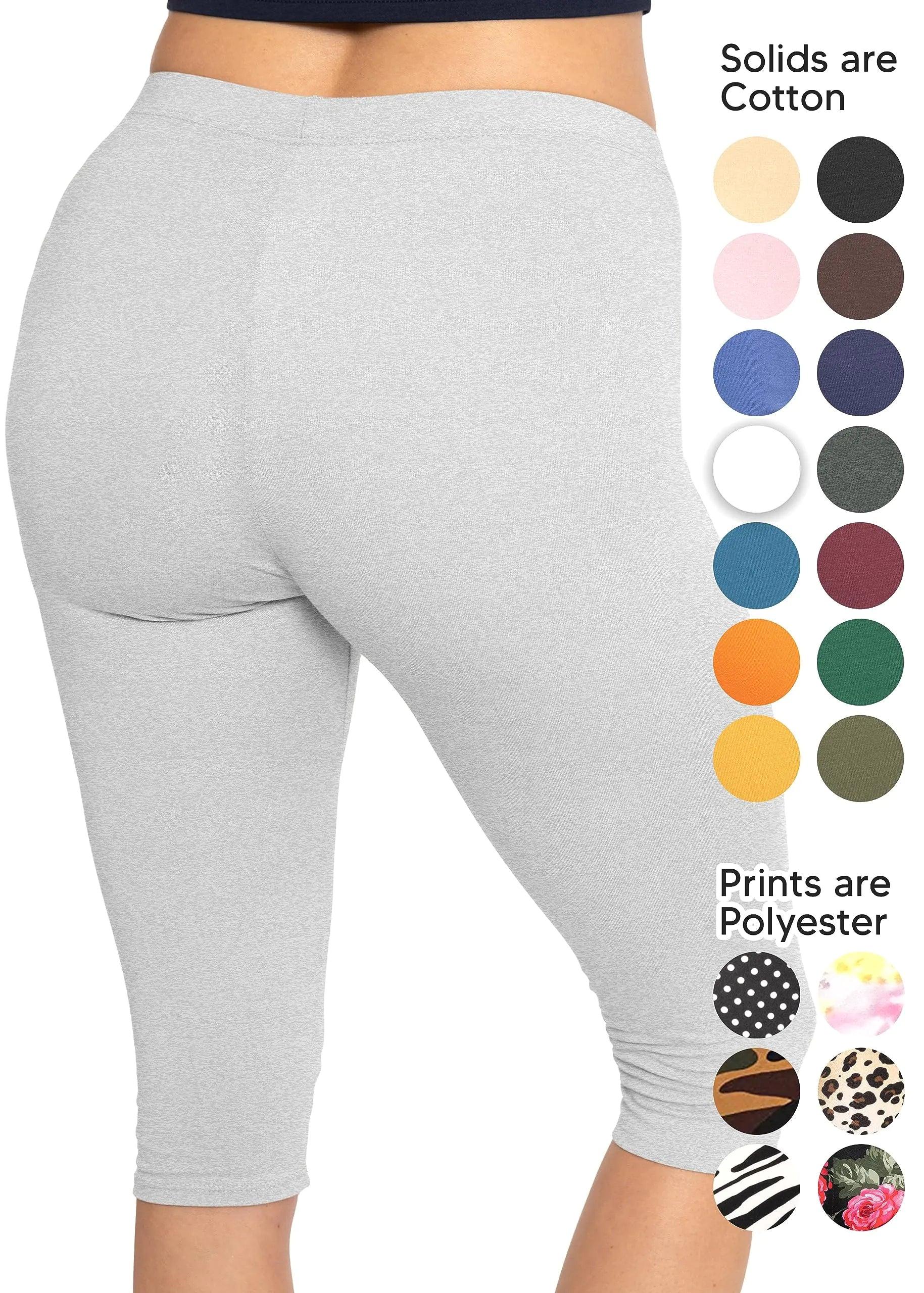 Women's and Plus Size Knee-Length and Ankle Length Leggings | X-Small- 7X Adult Knee Length Small Heather Gray - Evallys.com # #