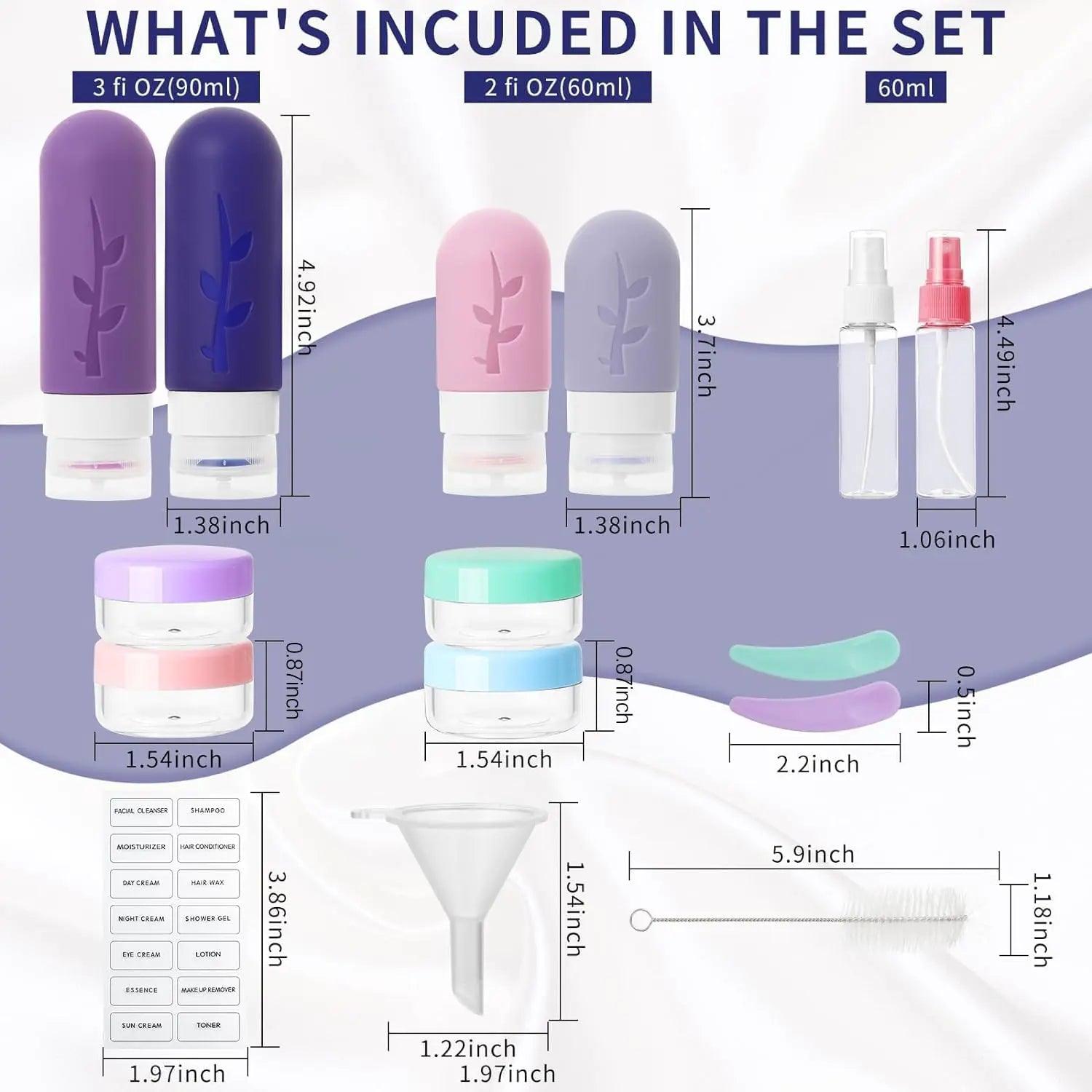 Travel Containers for Toiletries, 18pack TSA Approved Travel Size Containers for Toiletries,travel bottles for Toiletries,travel Jars or Personal Travel Essentials Purple - Evallys.com # #
