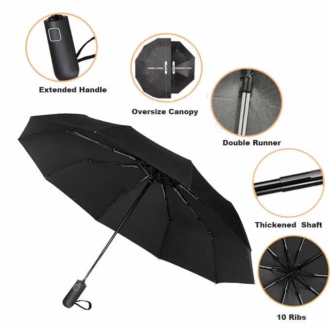 SIEPASA Windproof Travel Compact Umbrella-Automatic Umbrellas for Rain-Compact Folding Umbrella, Travel Umbrella Compact, Small Portable Windproof Umbrellas for Men Women Teenage. Black-54 Inch 54 Inch-1 Pack - Evallys.com # #