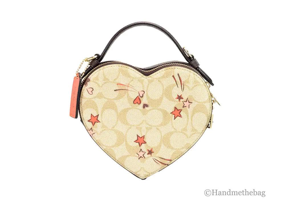 Coach Heart Small Light Khaki Heart and Star Coated Canvas Crossbody Bag - Evallys.com # #