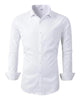 Beninos Men's Dress Shirts Slim Fit Solid Long Sleeve Casual Button Down Shirts White Small - Evallys.com