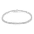 .925 Sterling Silver 1.0 Cttw Round & Baguette Cut Diamond 7" Alternating Round and Square Station Tennis Bracelet (I-J Color, I3 Clarity) - Evallys.com # #