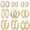 Yesteel 9 Pairs Gold Hoop Earrings for Women, 925 Sterling Silver Post 14K Real Gold Plated Chunky Hoop Earrings Set for Women Hypoallergenic Thick Lightweight Hoop Earrings for Women Gold Jewelry Gifts " Gold - Evallys.com # #