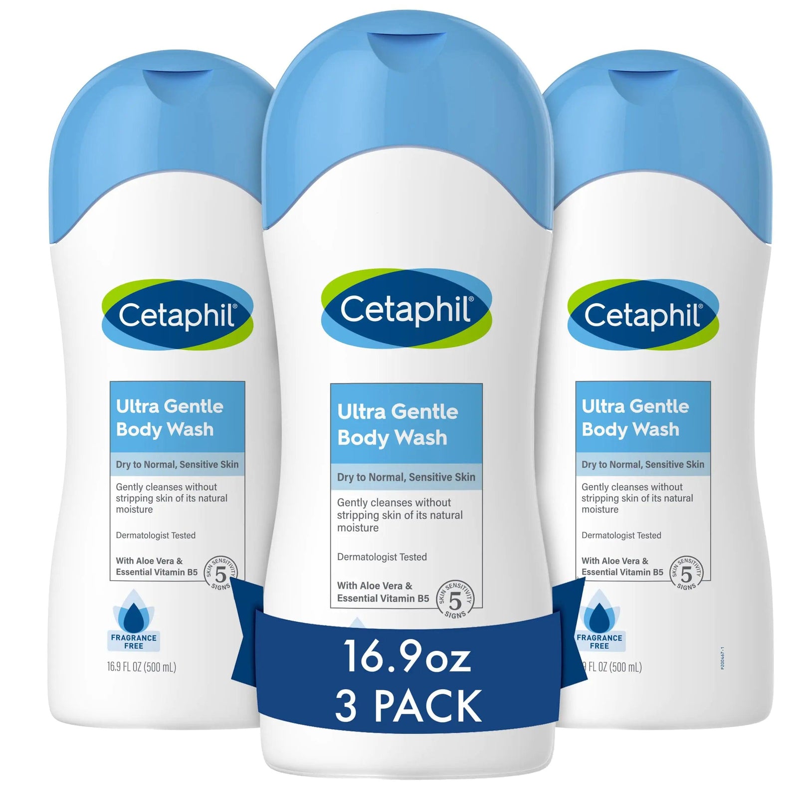 Cetaphil Ultra Gentle Refreshing Body Wash, For Dry to Normal, Sensitive Skin, 16.9oz Pack of 3, Aloe Vera, Calendula, Vitamin B5, Hypoallergenic, Paraben Free, Fragrance Free, Dermatologist Tested Unscented 1.06 Pound (Pack of 3) - Evallys.com # #