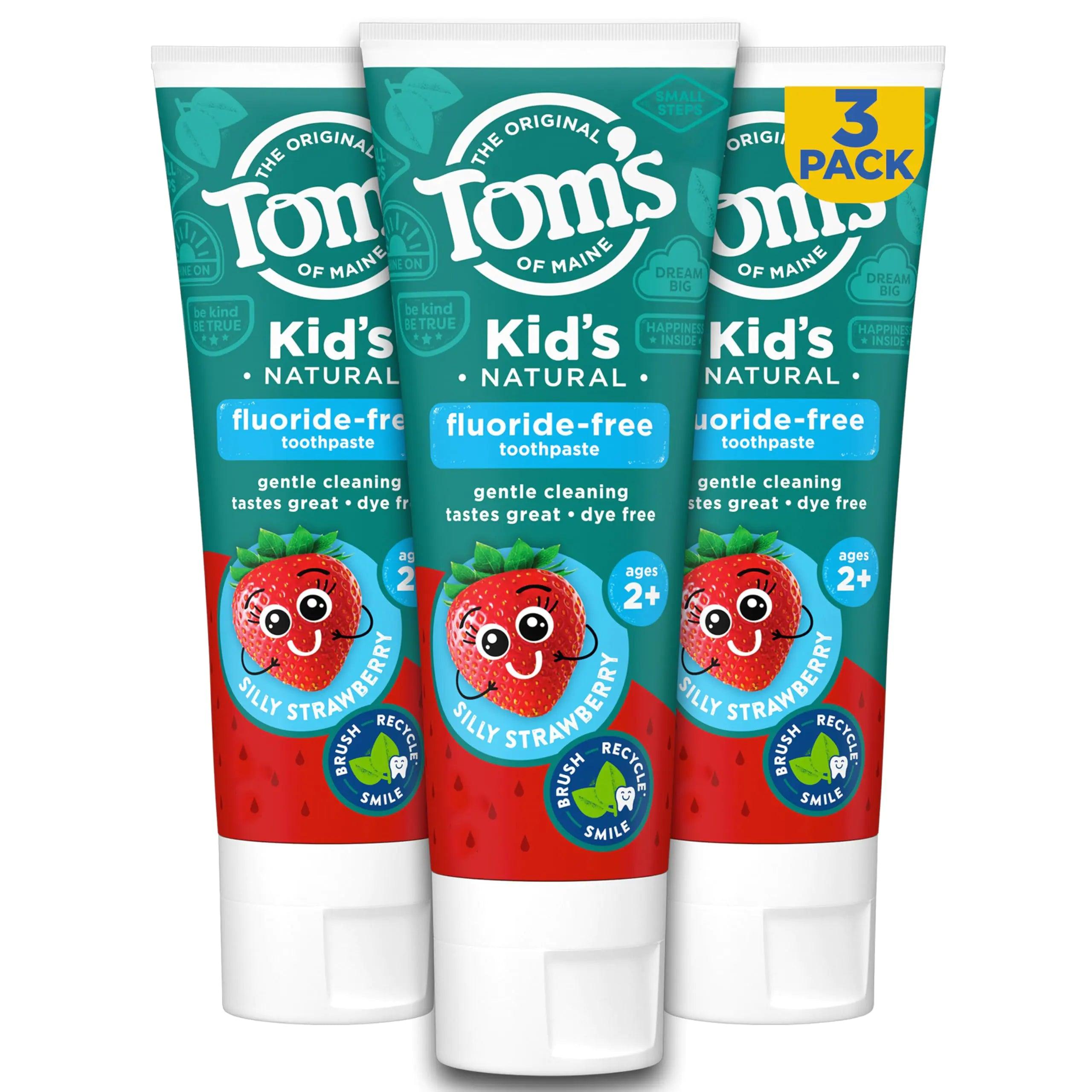 Tom's of Maine Aluminum-Free Wicked Cool! Natural Deodorant for Kids 3-Pack, Fluoride Free Children's Toothpaste Silly Strawberry 5.1 oz 3-Pack Freestyle 3 Count (Pack of 1) Deodorant + Toothpaste 5.1 oz. 3-Pack - Evallys.com # #