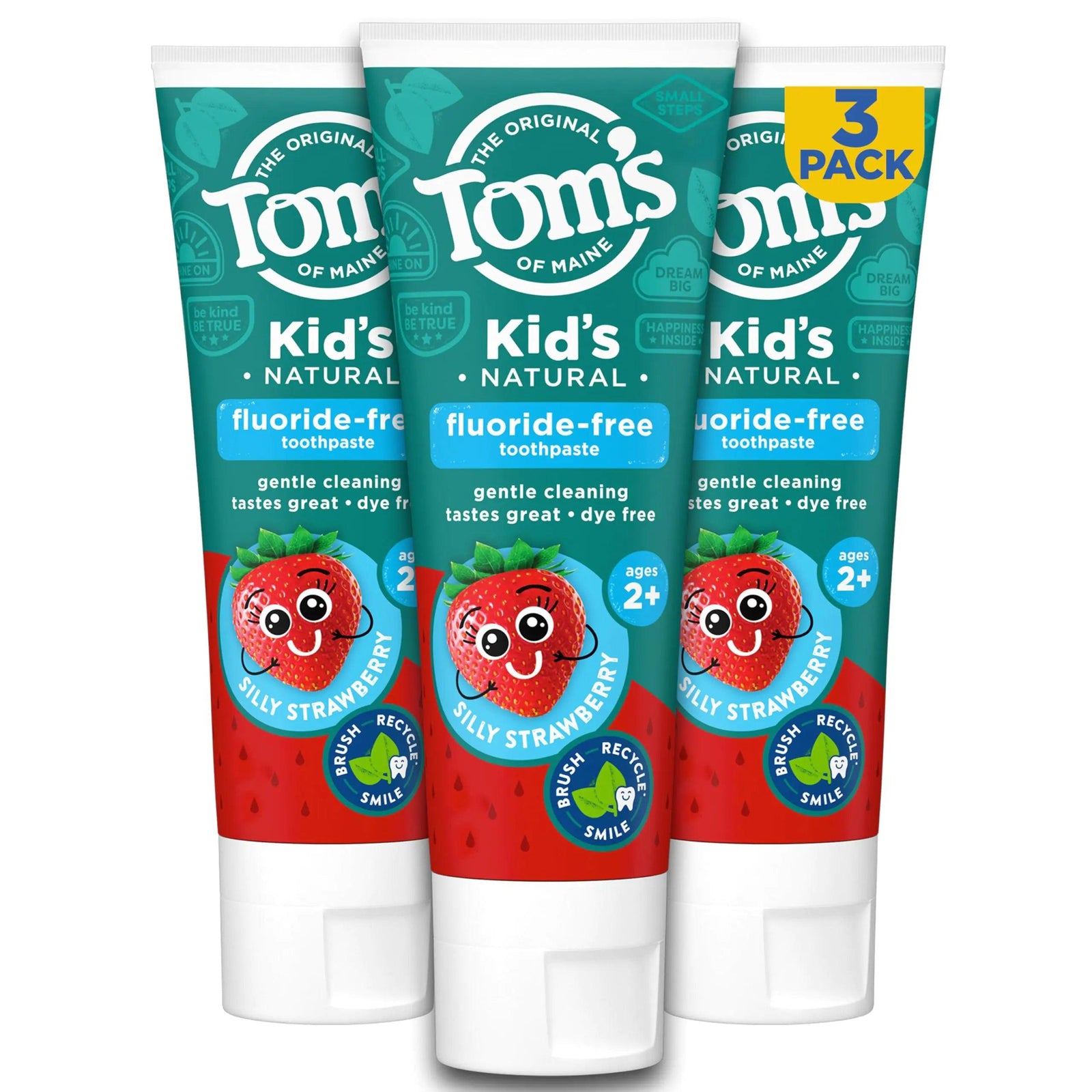 Tom's of Maine Aluminum-Free Wicked Cool! Natural Deodorant for Kids 3-Pack, Fluoride Free Children's Toothpaste Silly Strawberry 5.1 oz 3-Pack Freestyle 3 Count (Pack of 1) Deodorant + Toothpaste 5.1 oz. 3-Pack - Evallys.com # #