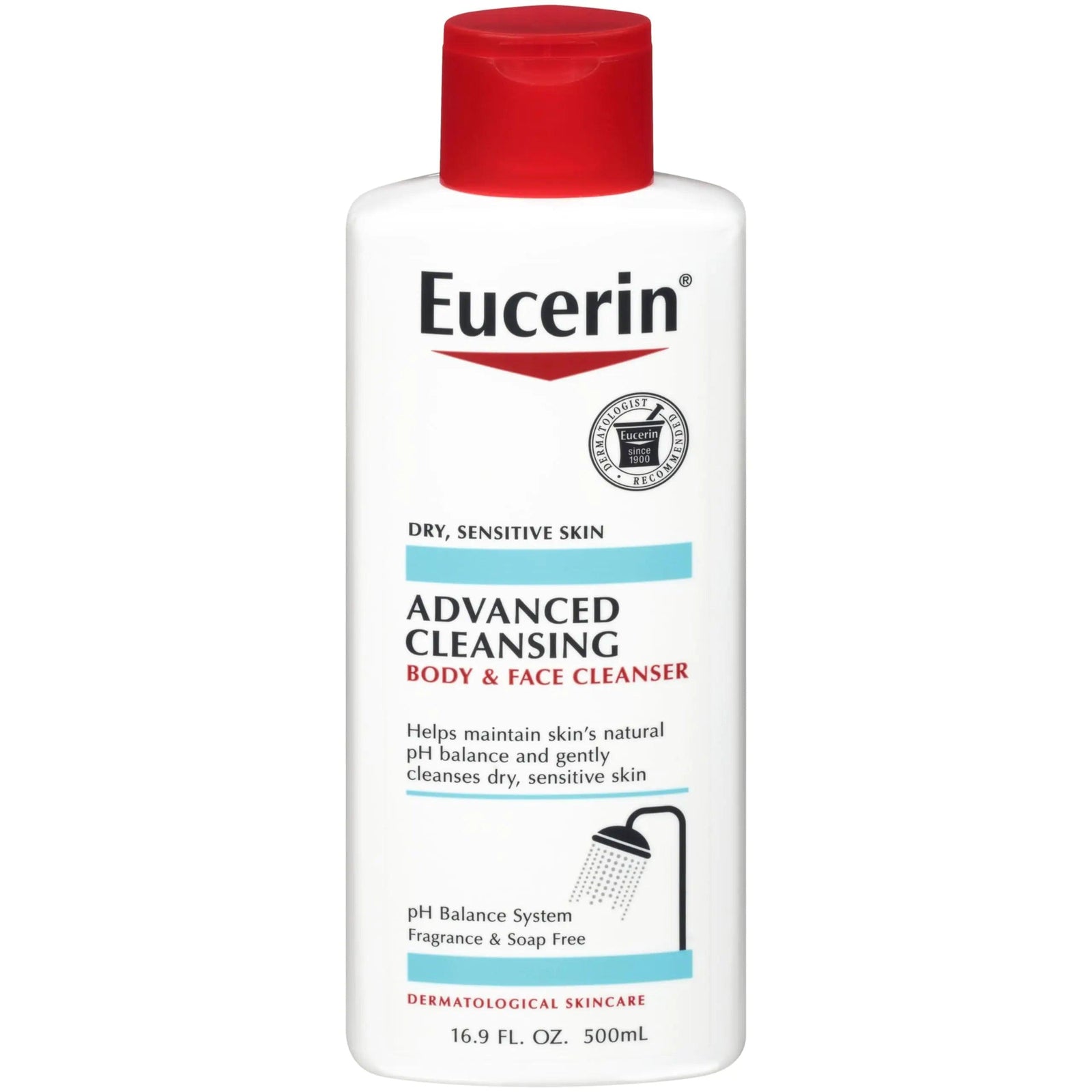 Eucerin Advanced Cleansing Body and Face Cleanser, PH-Balanced, Gentle Face and Body Wash for Normal to Dry, Sensitive Skin, Free of Soap, Fragrances, Dyes and Parabens, 16.9 Fl Oz Bottle - Evallys.com # #