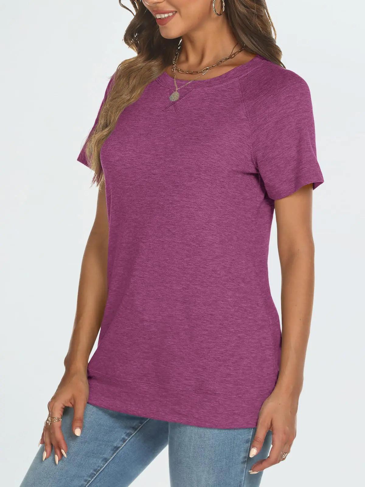 AUTOMET T Shirts Short Sleeve Crewneck Tees for Women Trendy Lightweight Soft Casual Summer Tops Clothes 2024 XX-Large Purple - Evallys.com # #