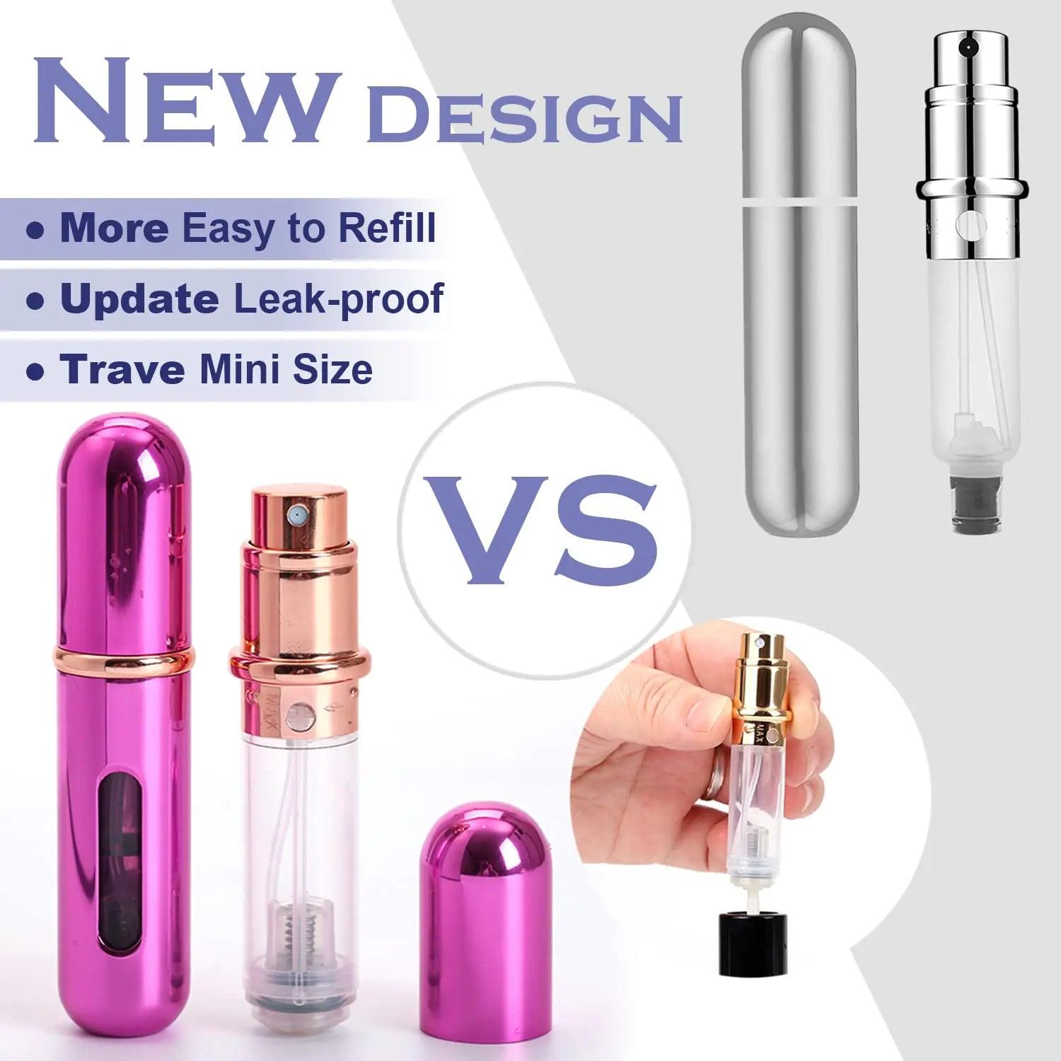 Travel Mini perfume Refillable Atomizer Container, Pocket Travel Size Cologne Sprayer, Perfume Scent Pump Case, Fragrance Empty spray bottle for Traveling and Outgoing 5ml Silver, Gold, Pink - Evallys.com # #