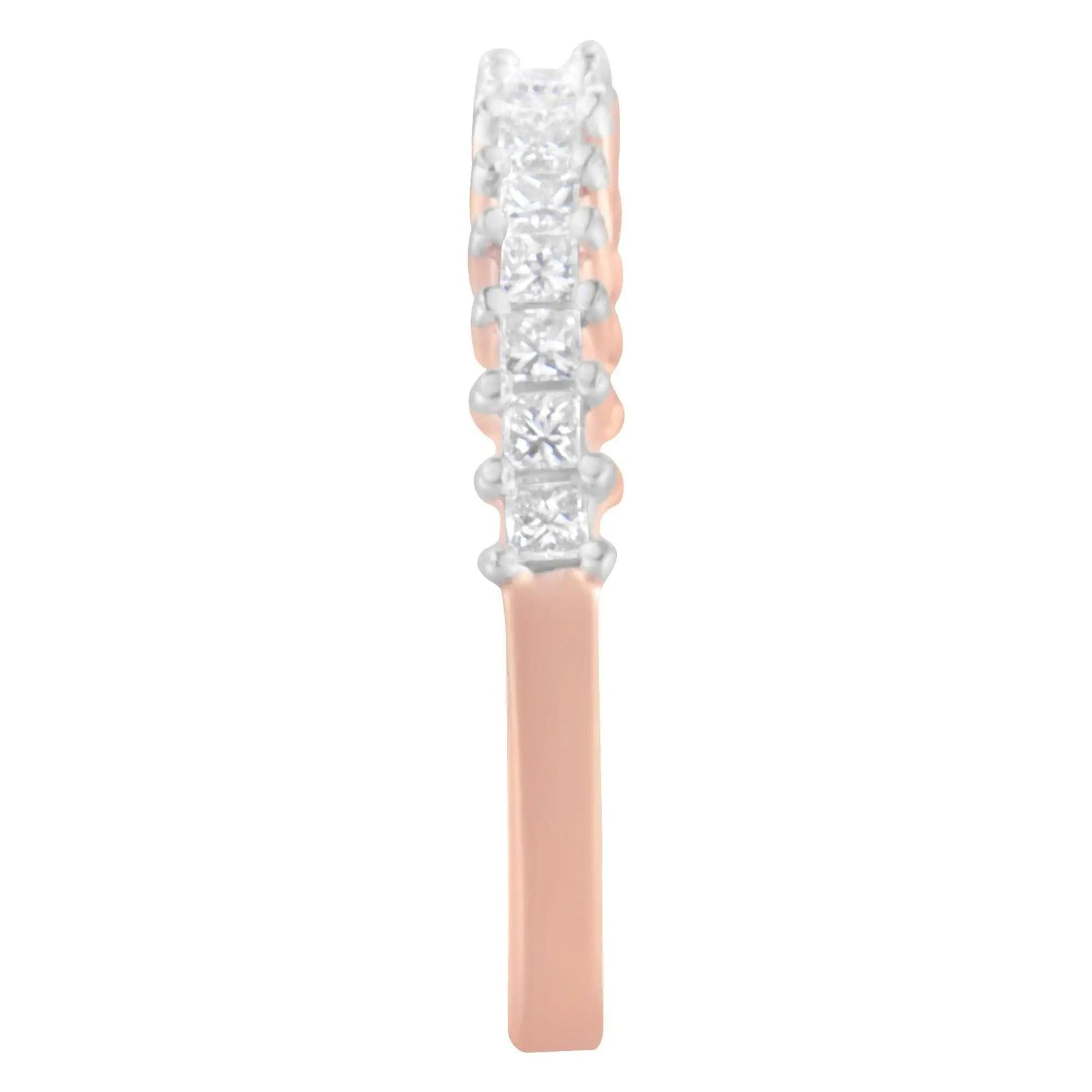 10K Rose Gold Flashed .925 Sterling Silver Diamond Band Ring (1/2 Cttw, J-K Color, I1-I2 Clarity) - Evallys.com # #