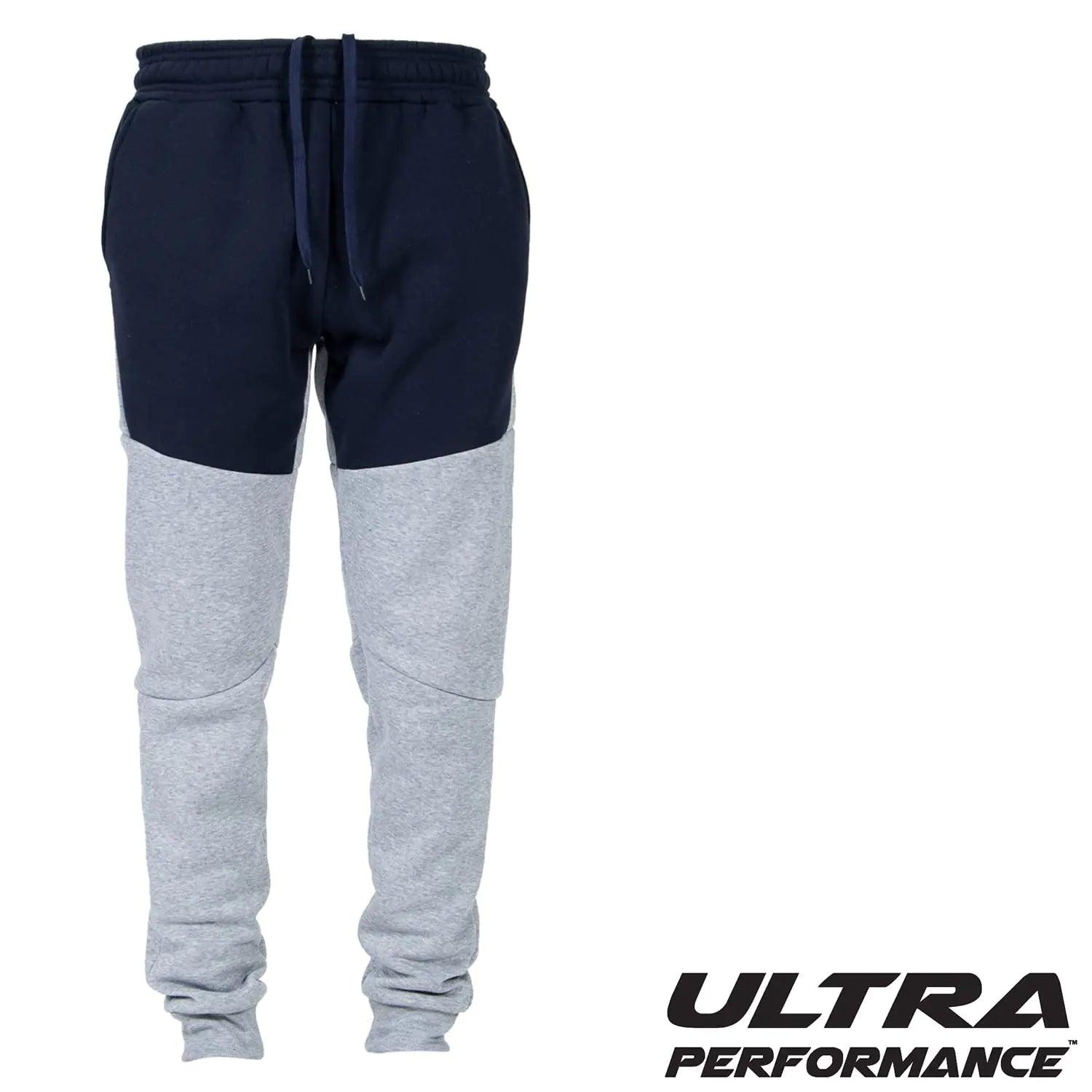 Ultra Performance 3 Pack Fleece Active Tech Joggers for Men, Mens Sweatpants with Zipper Pockets 3X Color Block Navy / Color Block Black / Color Block Charcoal - Evallys.com # #