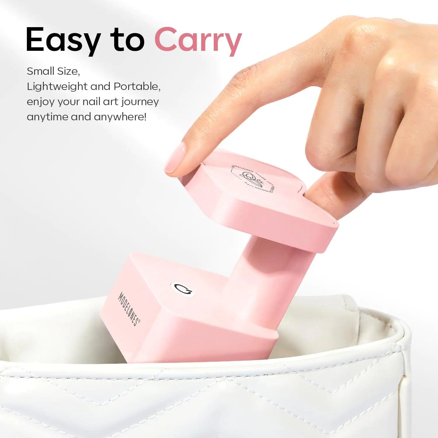 modelones Mini UV Light for Gel Nails, Small Nail Cure Light, Flash Cure Light for Gel x Nails, LED Nail Lamp, Portable USB Nail Light for Fast Curing, Pink - Evallys.com # #