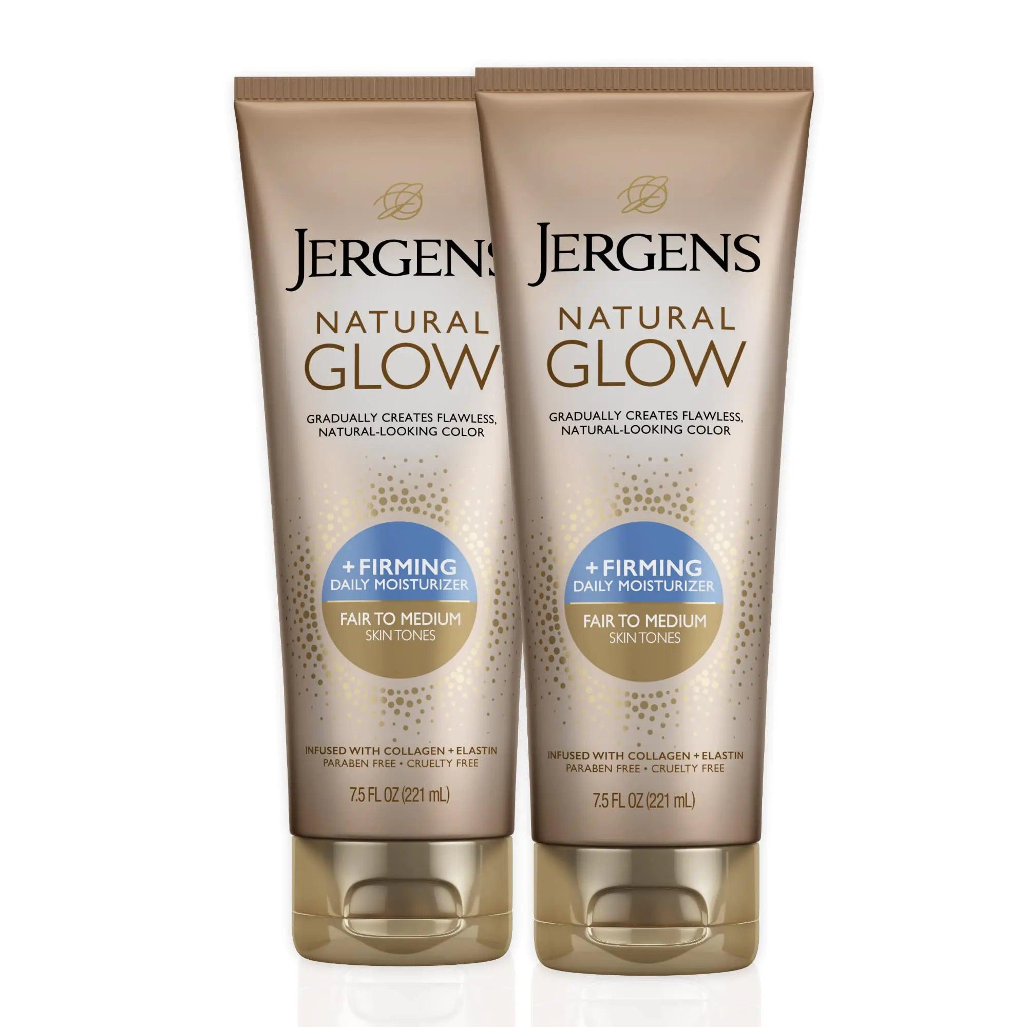 Jergens Natural Glow +FIRMING Self Tanner Body Lotion, Fair to Medium Skin Tone, Sunless Tanning Moisturizer with Collagen and Elastin. Helps to Visibly Reduce Cellulite, 7.5 Fl Oz (Pack of 2) Brown 7.5oz 2-Pack - Evallys.com # #