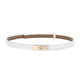 Women's Skinny Leather Belt with Adjustable Silver Turn-Lock Buckle - Ideal for Dresses, Jeans, and Coats, Black White / Gold - Evallys.com