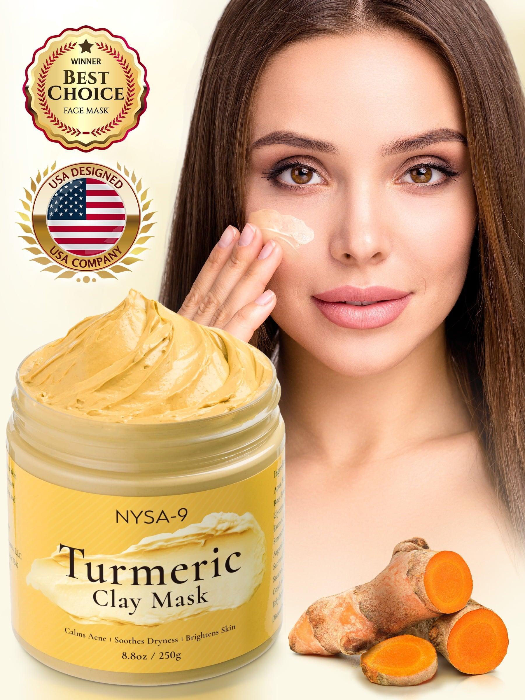 Turmeric Clay Face Mask W/ Bentonite for Skin Care Facial Beauty Reduce Acne and Scars Mask, Boosts Circulation, Skin Brightening Mask Deep Clean Pore by Nysa-9 - Evallys.com # #