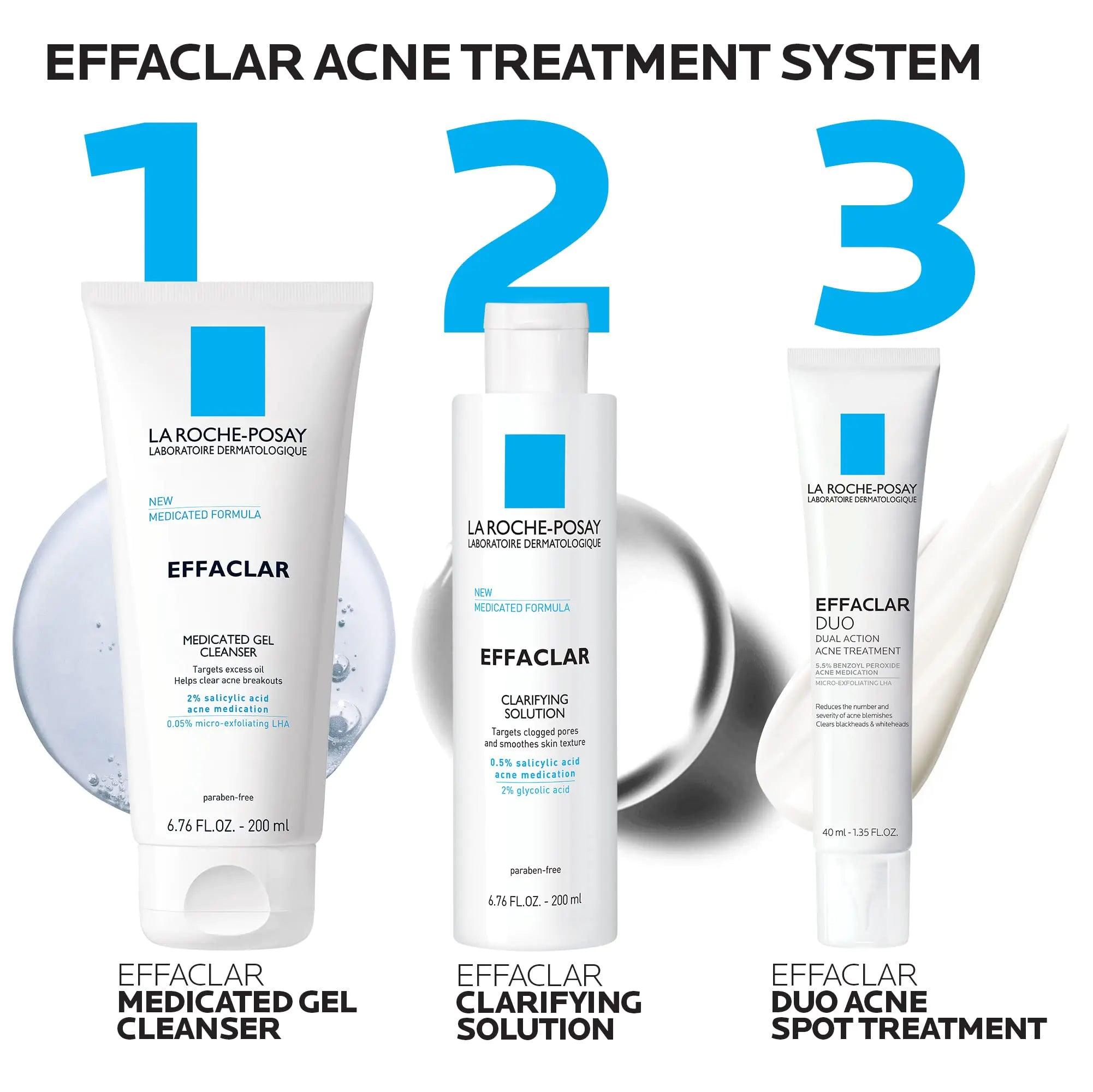 La Roche-Posay Effaclar Dermatological 3 Step Acne Treatment System, Salicylic Acid Acne Cleanser, Pore Refining Toner, and Benzoyl Peroxide Spot Treatment for Sensitive Skin, 2-Month Supply - Evallys.com # #