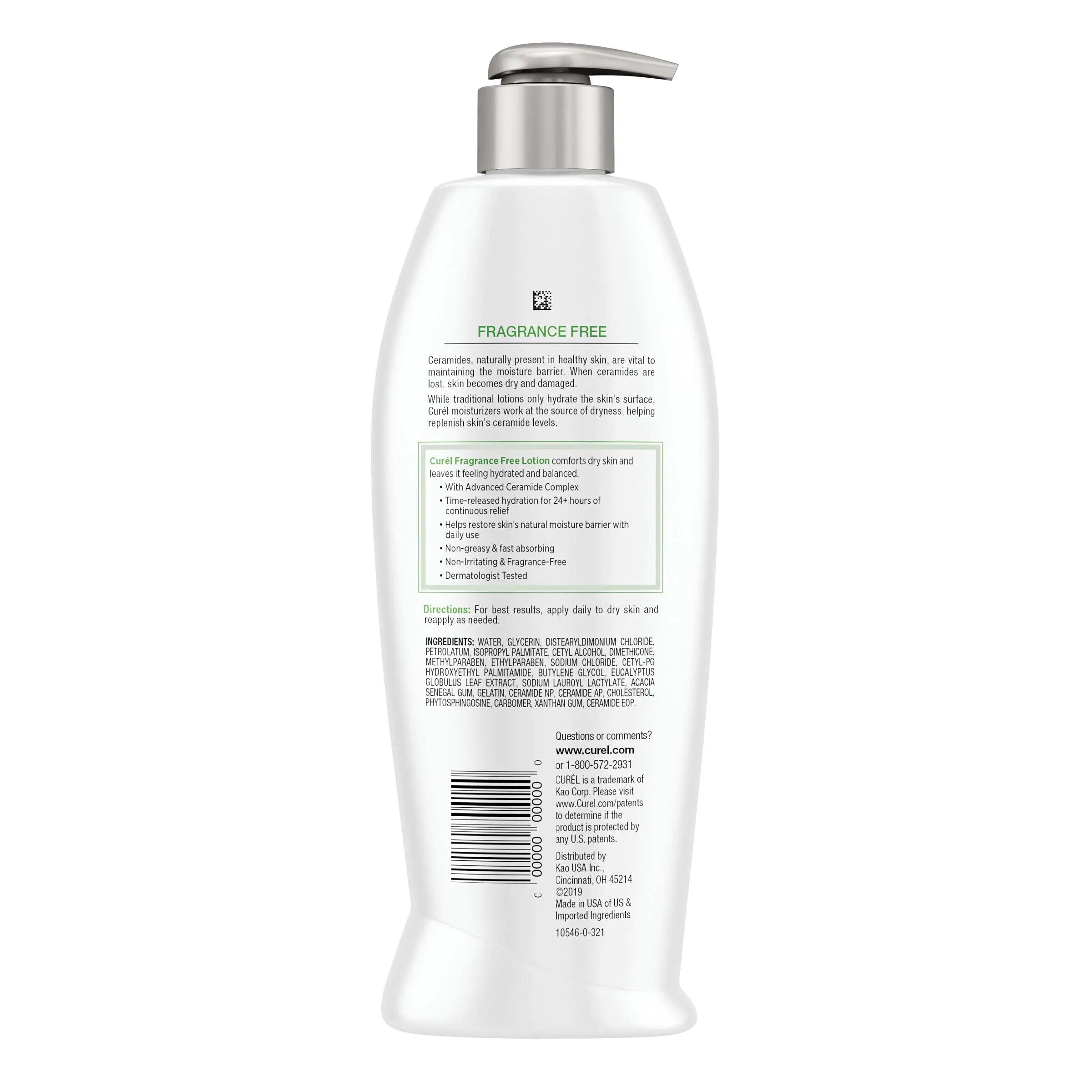 Curel Fragrance Free Body Lotion, Unscented Dry Skin Moisturizer for Sensitive Skin, with Advanced Ceramide Complex, Repairs Moisture Barrier, 13 Ounce (Pack of 3) 2.33 Fl Oz (Pack of 3) - Evallys.com # #