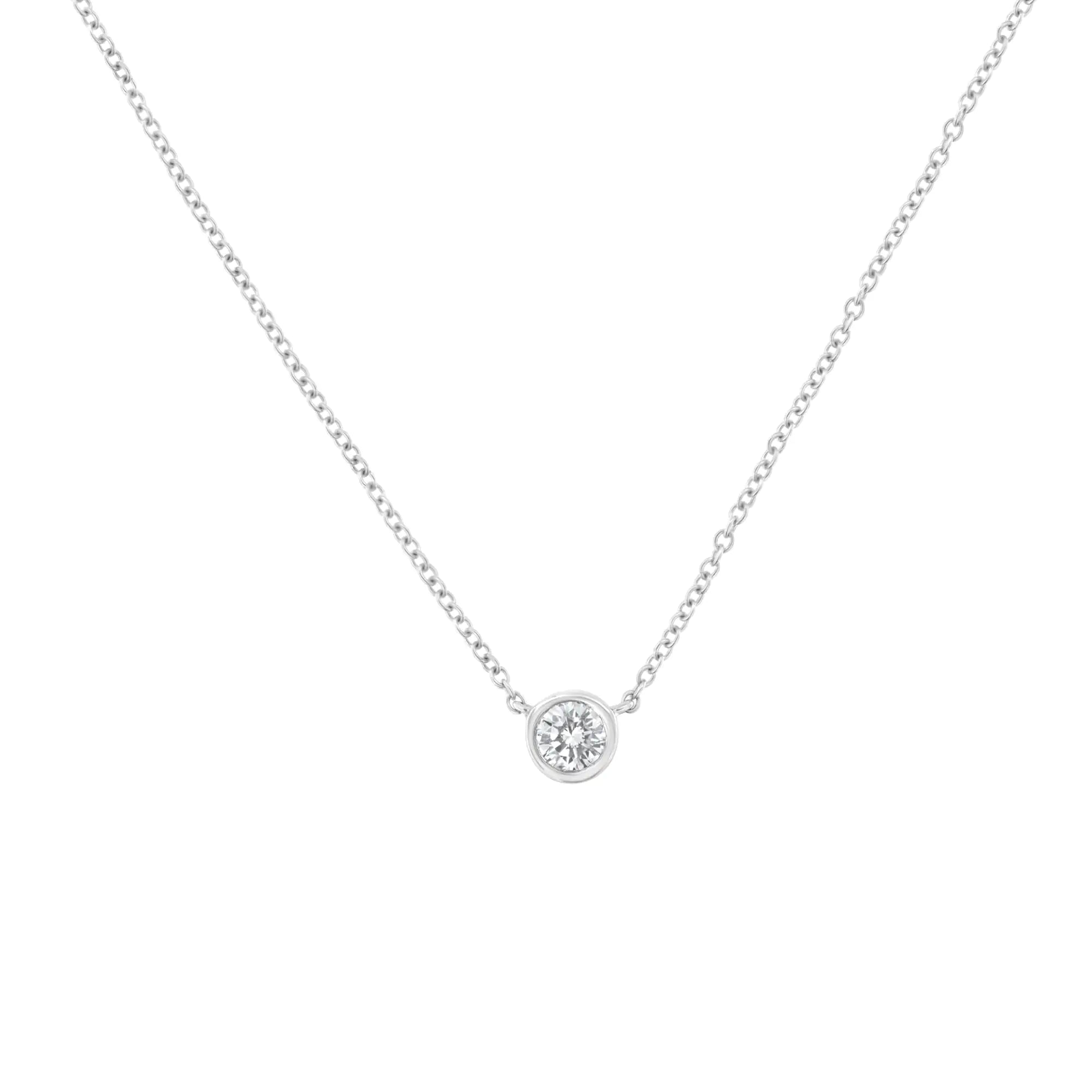 10K Gold 0.16 Carat Diamond Classic Bezel-Set Solitaire Pendant Necklace with 16"-18" Adjustable Chain (H-I Color, SI2-I1 Clarity) - Evallys.com # #