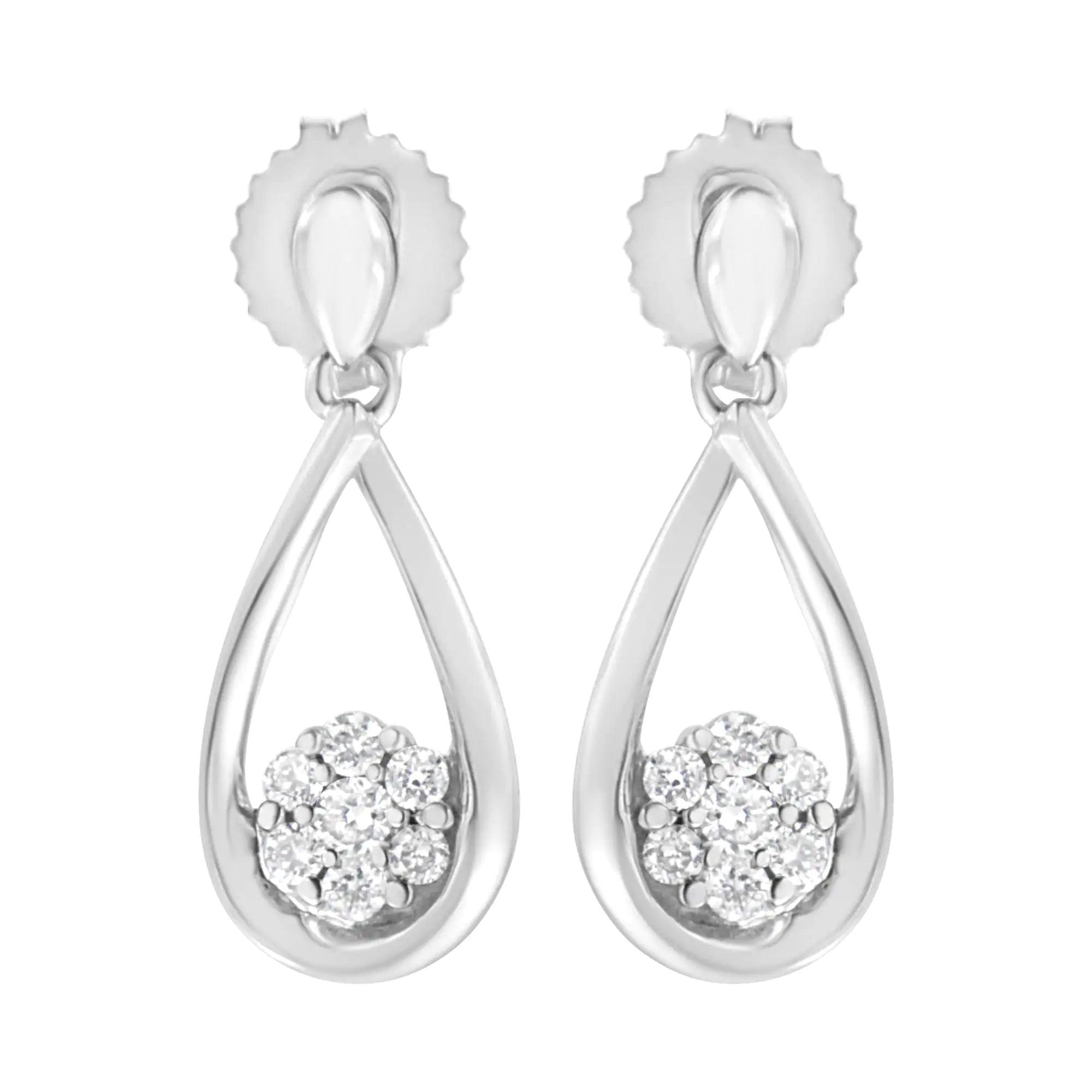 .925 Sterling Silver 1/3 cttw Lab Grown Diamond Drop Earring (F-G Color, VS2-SI1 Clarity) - Evallys.com # #