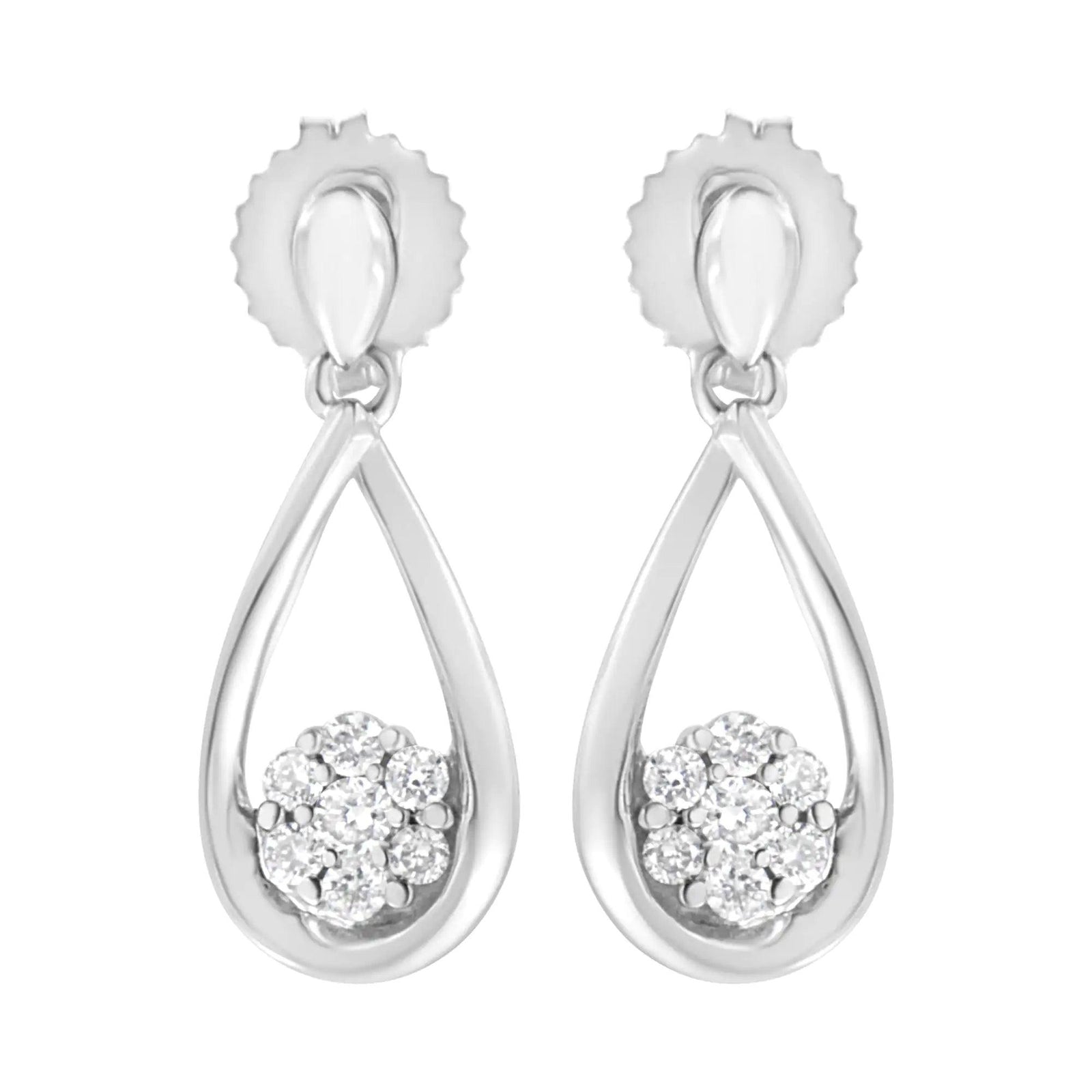 .925 Sterling Silver 1/3 cttw Lab Grown Diamond Drop Earring (F-G Color, VS2-SI1 Clarity) - Evallys.com # #